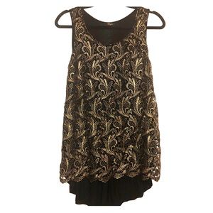 Cupio Metallic Lace Lined Sleeveless Tunic Top